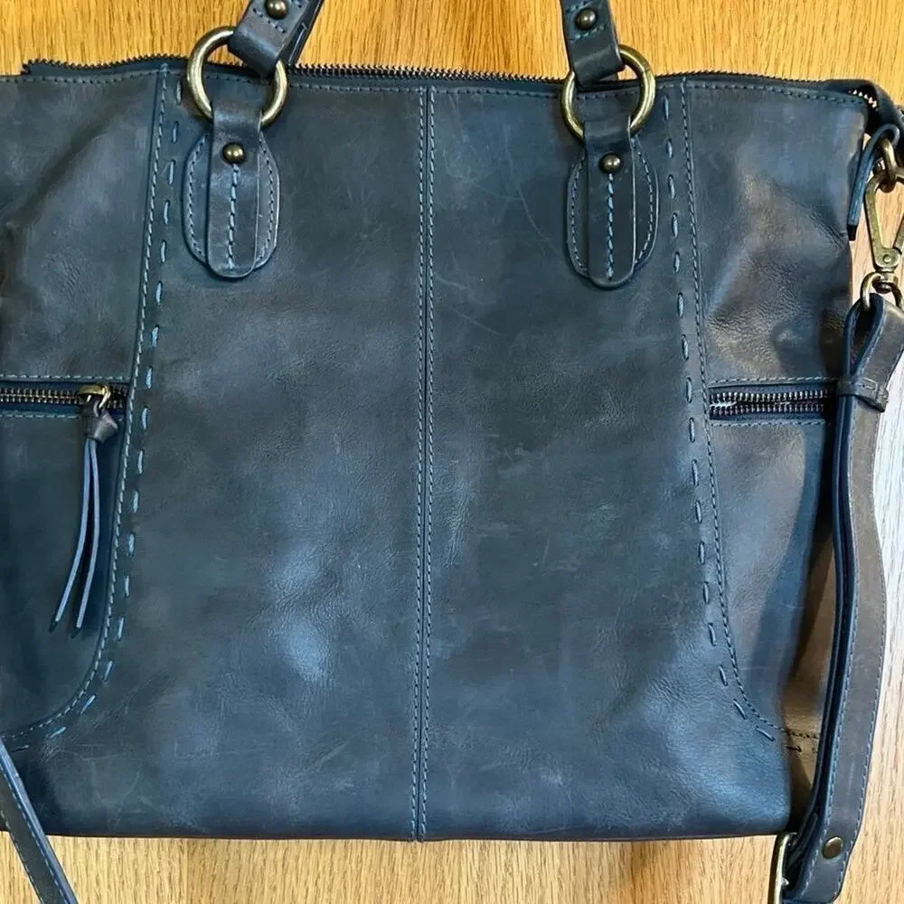 NINO BOSSI  blue satchel leather handbag